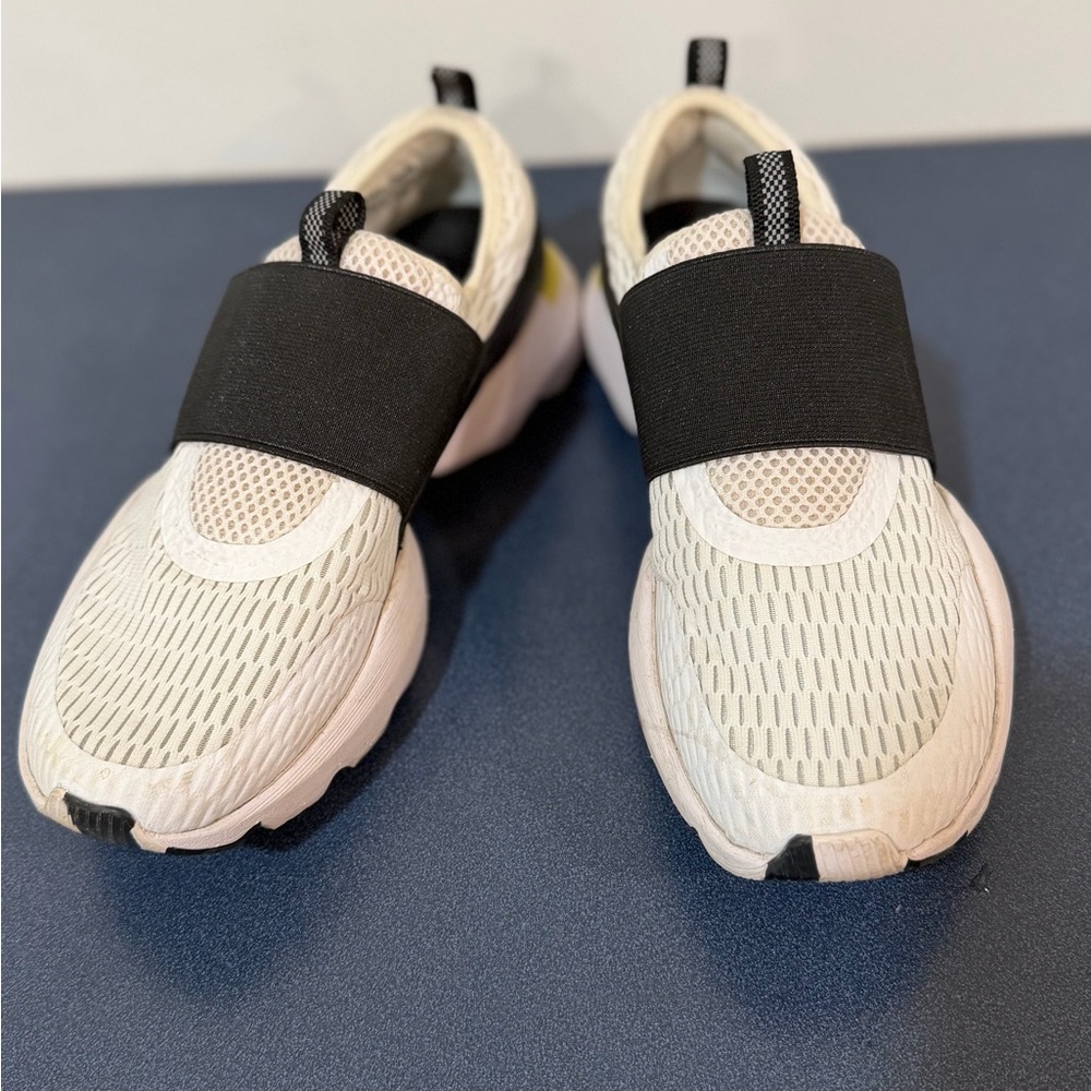 Women’s Slip-On Athletic Shoes with Black Strap - White